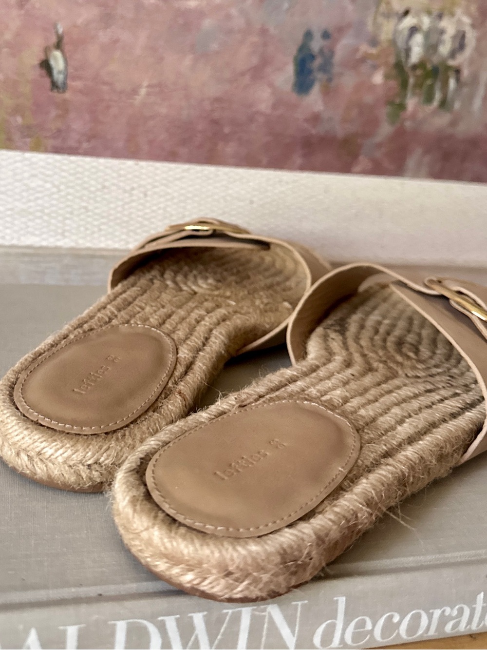 Lefties Beige Slide Sandals with Gold Buckle - Size 38 - Picture 5 of 5